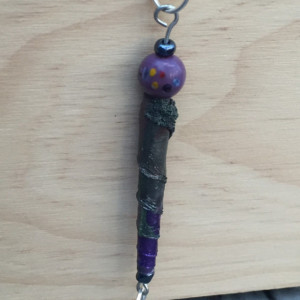 Paper-bead pendant, paper bead, handmade, pendant, pendant necklace, purple paper bead, handmade bead