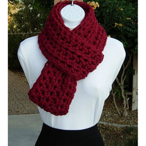 INFINITY LOOP SCARF Cranberry Dark Solid Red, Soft Wool Acrylic Winter Loop Endless Circle Cowl Wrap, Neck Warmer..Ready to Ship in 3 Days