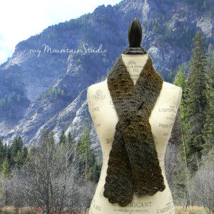 Midnight Whisper - Women's Handmade Fall and Winter Scarf in Green and Grey