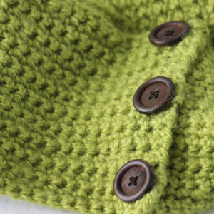 Womens Green Cowl Warm and Chunky with Button Embellishments