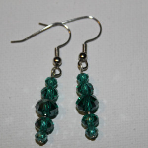 Blue-green glass dangle earrings