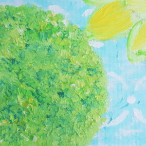 Oil Painting on Canvas- Original Artwork-  Aqua Yellow Green Floral Art-16x20-Botanical-Sarah Floyd