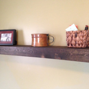 FREE SHIPPING Large Rustic Style Floating Shelf - 42"L x 7"D - Jacobean finish - Hand Made
