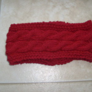 Hand Knit Headband/ Earmuff- Burgundy