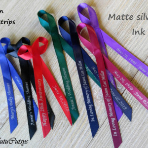 10 Personalized Ribbons with matte silver ink 3/8 inches wide(unassembled)