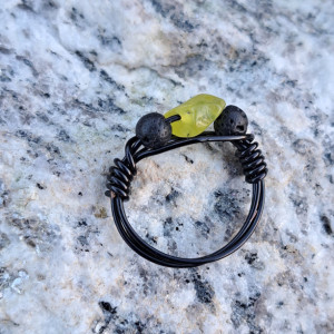 Gem & Lava Bead Ring
