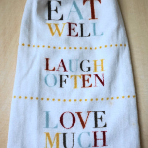 Eat, Laugh, Love Crochet  Top Towel, Kitchen Hand Towel, Crochet KitchenTowel