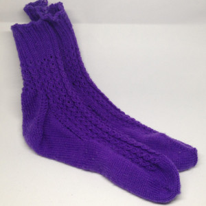Purple Knit Cable Socks