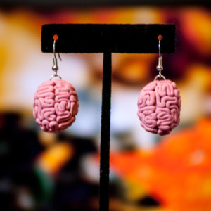 Pink Brain dangle earrings