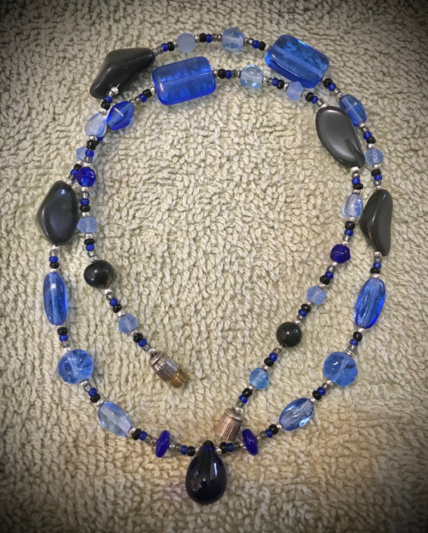 Simplicity in Blue handmade beaded necklace 
