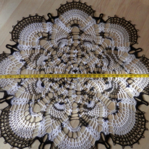 Stunning Real Handmade Crochet Tablecloth Doily, 39", Round, "Peacock Tail", Cotton 100%, USA FREE shipping