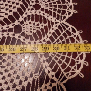 Stunner Real Handmade Crochet Tablecloth-Doily, ECRU, Round, 33", 100% Cotton, Free shipping USA