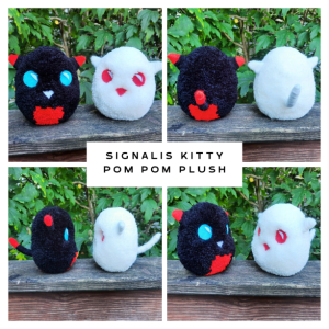 Signalis Ariane and Elster Kitty Pommallow (Squishmallow-Inspired Pom Pom-Based) Plush