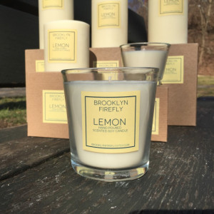 Lemon Candle. Scented Soy. 12 Ounce Reusable Glass Jar. Gift Boxed. 