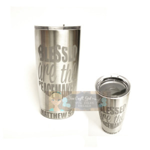 Etched Stainless Steel Tumbler Blessed are Peacemakers Badge - Police Badge Mug - Gift Mug - All Lives Matter - Blue Lives Matter