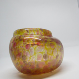 Small Handmade Yellow  and Red Glass Vase