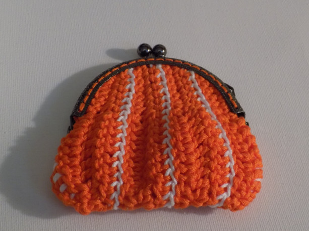orange/white coin purse