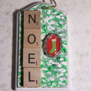 Scrabble® Game Tile Christmas Ornament (FREE SHIPPING!) Noel Green