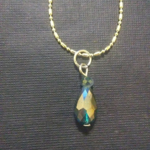 Blue Teardrop Charm Necklace