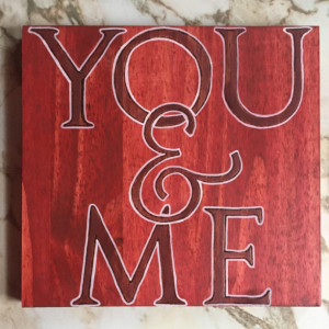 You and Me and Burned Wood Wall Hanging