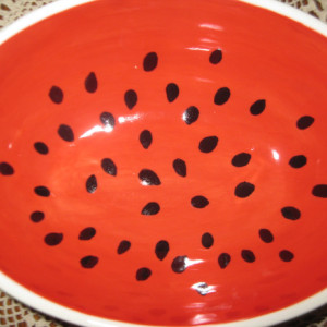 Hand painted large Watermelon bowl