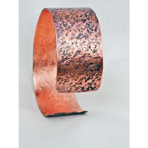 One-Inch Wide Men's Copper Bracelet Patinated Cuff Hand Forged Stone Textured