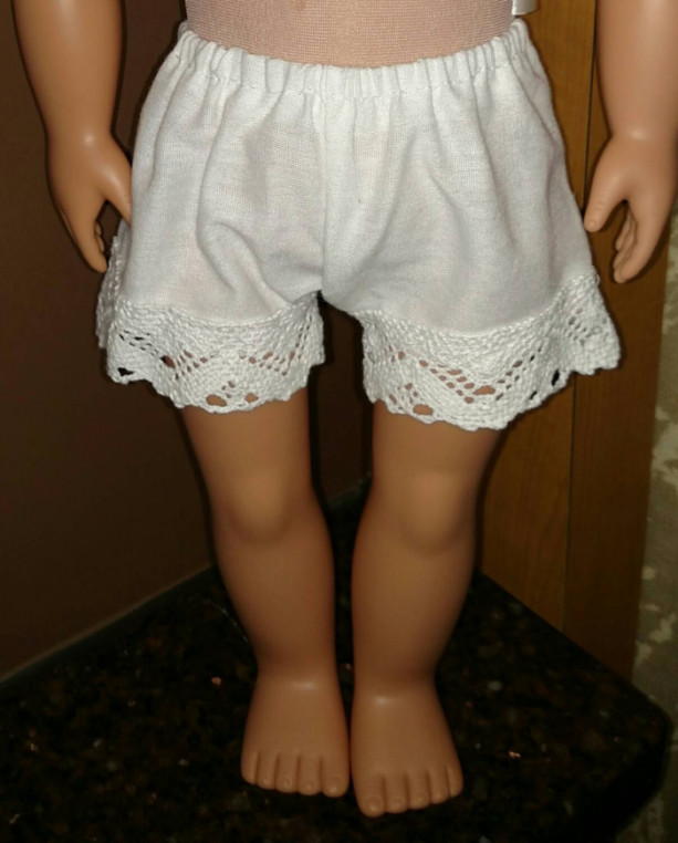 Custom made, hand sewn pantaloons or bloomers and petticoat for 18" doll (AG, OG, etc.) clothes