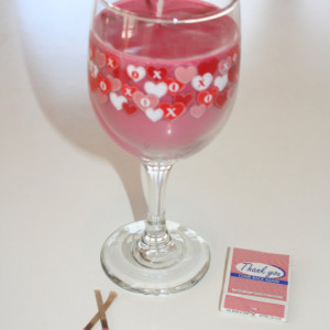 Valentine's Day Red and Pink Hearts Muscadine Scented 12 oz Pink Soy Wax Wine Glass Candle
