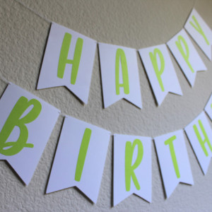 Lime Green and White Birthday Banner