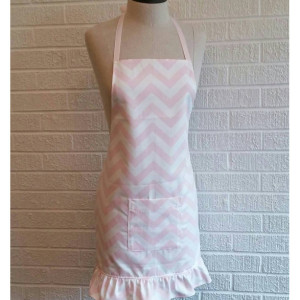 Pale Pink Chevron Apron - Free Shipping, Made in The USA
