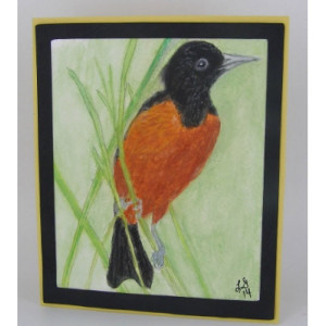 Oriole Greeting Card, Hand Painted