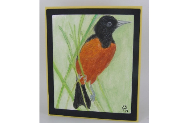 Oriole Greeting Card, Hand Painted