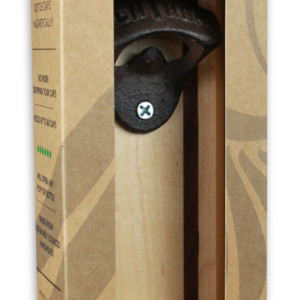 Bottle Opener Magnetic Cap Catcher - Handcrafted Alder Wood with Maple Inlay with Antique Bronze Opener