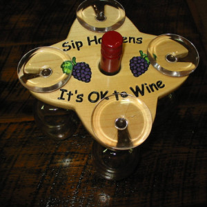 Wine Caddy - 4 glass holder - Sip Happens It's OK To Wine