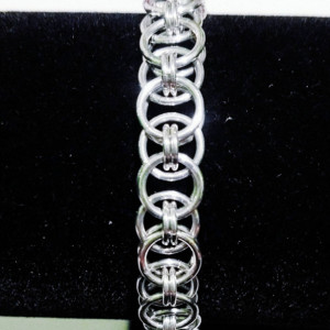 Silver helm chainmaille bracelet
