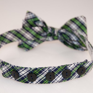 Bow Tie - Green/Navy/White Plaid - Silk