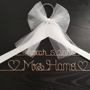 White 2 line wedding hanger / MRS Hanger/ Wedding dress hanger/ Bride hanger
