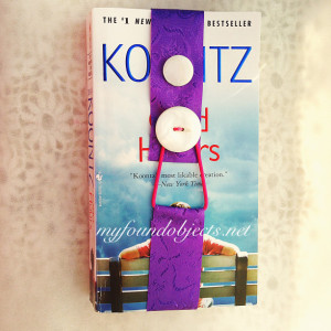 Bookmark, Purple Floral Ribbon & White Vintage Buttons