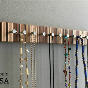 Jewelry Rack, Modern Wood Jewelry Rack for Necklaces, Wall Mountable