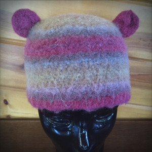 redorangeyellow handmade crocheted felted wool hat (9923)