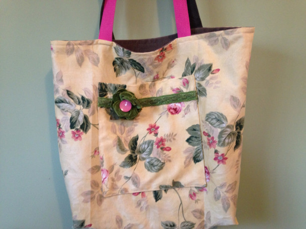 Spring and Summer flowered shopping tote and carry-on bag