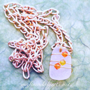 By the Sea Sea Glass and Crystal Pendant, Orange