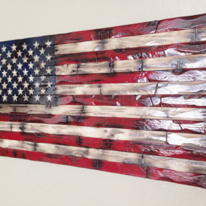 Rustic twisted American flag. 