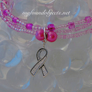 Breast Cancer Awareness Beaded Stacking Bracelets
