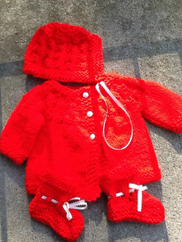 Three Piece sweater set for 0-6months old baby. Ready to ship. Baby shower gift