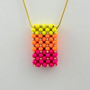 Gradient Neon Swarovski Pearl Vertical Slide Bar Pendant necklace