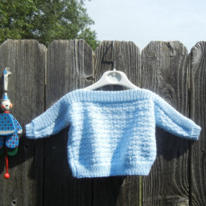 Hand Knit Newborn Sweater, Knitted Baby Boy Pullover, Sweater for Infant 0-6 Months, Knitted Baby Sweater, All Handmade, Ready to Ship