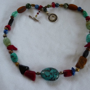 Blue Turquoise and Semi-Precious Necklace