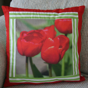 Red Tulips Photo Fabric Panel