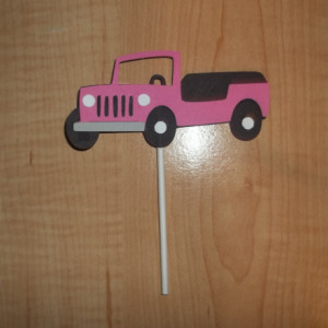 12 Pcs Pink Jeep Cupcake Toppers Set - Made To Order